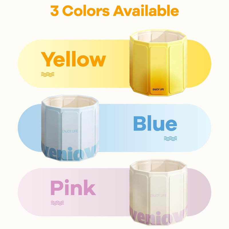 HLCZLUZ Foldable Portable Bathtub, Hot Ice Bath Tub, Shower Tub Non-Inflatable, Collapsible Bathtub SPA Soaking Tubs for Travel, Camping, Gyms, Home (Yellow)