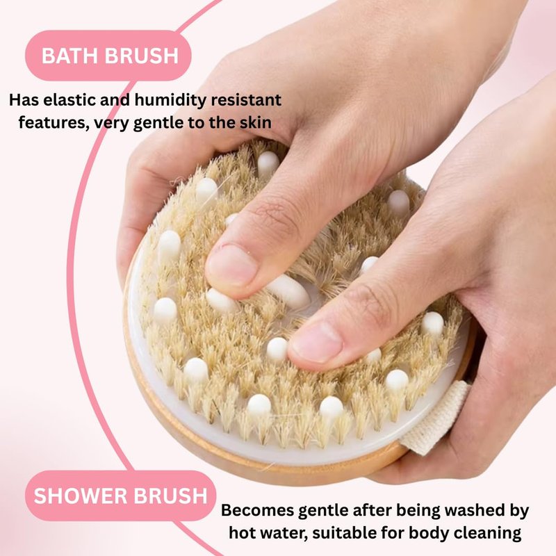 Essential Aura Dry Body Brush – Eco-Friendly Natural Bristles for Gentle Exfoliation, Skin Renewal, Improved Circulation & Lymphatic Support – Perfect Detox & Spa Self-Care Accessory (Tan)