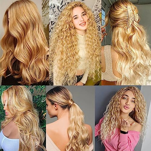 P27/613 Human Hair Bundles 613 Deep Wave Bundles 22 inch Blonde Deep Wave Bundle LadrXadr Blonde Hair Extensions