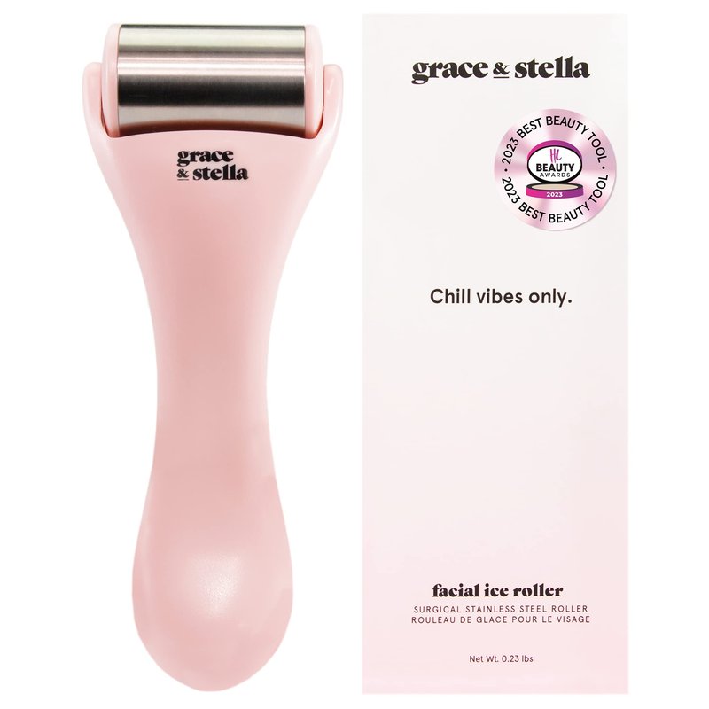 AWARD WINNING Facial Ice Roller - Cold Face Roller - Ice Bags Derma Roller For Face Cold Roller For Face - Ice for Face Face Depuffer - Cold Face and Eye Massage by grace and stella