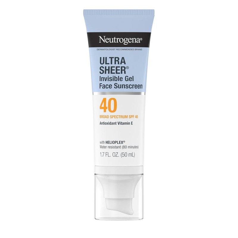 Neutrogena Ultra Sheer Face Sunscreen Gel SPF 40 - Matte Finish, Moisturizer & Makeup Primer, 1.7 oz
