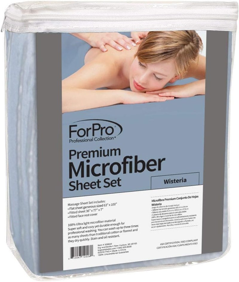 Premium Microfiber 3-Piece Massage Sheet Set - Ultra-Light, Stain & Wrinkle-Resistant | Wisteria Color