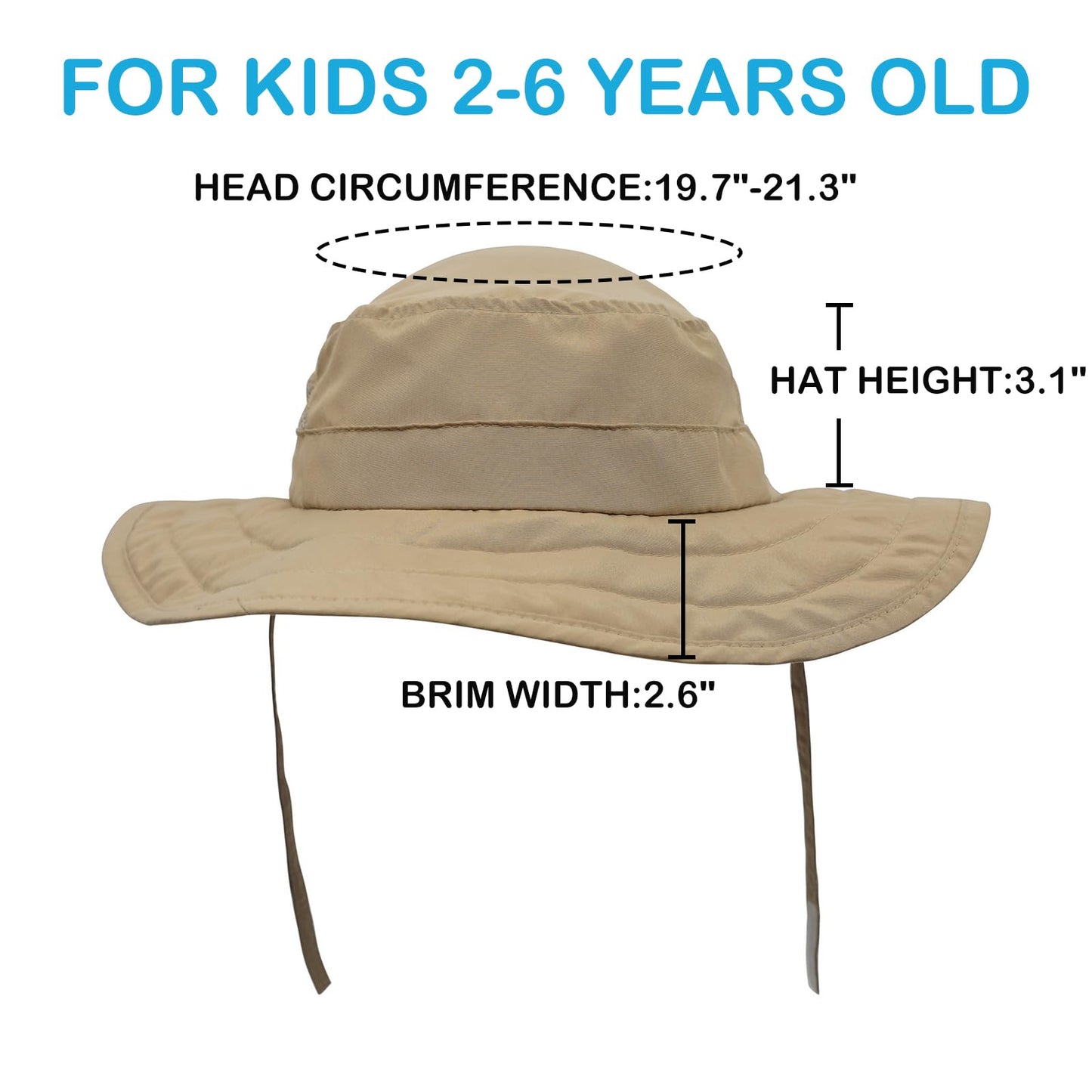 Connectyle Kids UPF 50+ Bucket Sun Hat UV Sun Protection Hats Wide Brim Summer Beach Hat Dark Khaki