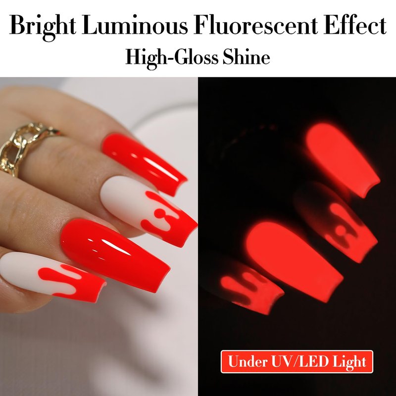 Double Rhythm 15ML Gel Nail Polish Pure Sheer Same Color Same Bottle Soak Off Gel Polish Art Manicure Salon DIY at Home for Women (Neon Red-A1422)