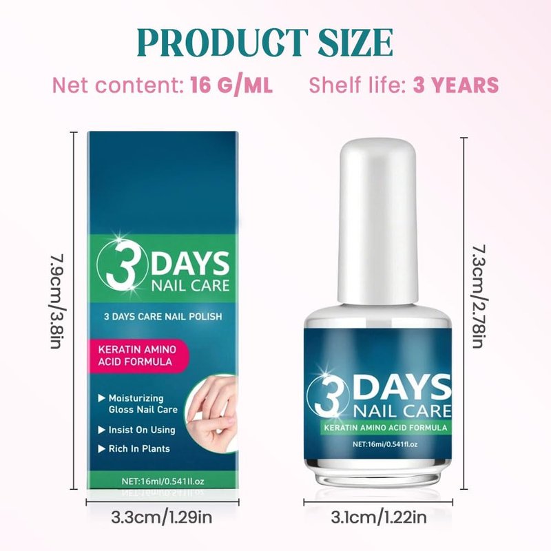 3 Days Nail Care Oil with Keratin, 2026 New Keratin Nail Strengthener, Daily Use to Strengthen & Hydrate Nails with Long-Lasting Shine (1PCS)