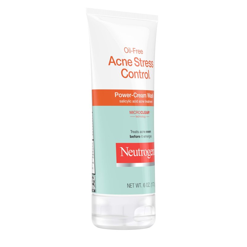 Neutrogena Oil-Free Stress Control Power-Cream Face Wash, Salicylic Acid Treatment for Acne Prone Skin, Cucumber, 6 Fl Oz, Pack of 3