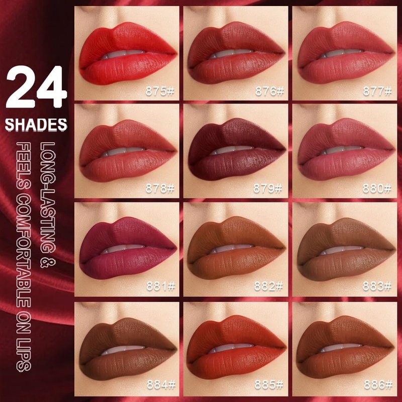 Evpct Cranberry Red Velvet Matte Lipstick - High Pigment, Long-Lasting & Waterproof | 24-Hour Silky Stain