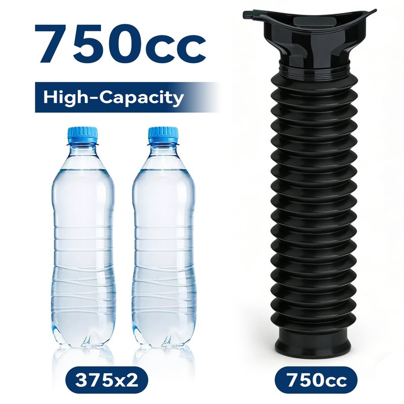 Pee Bottles for Men, Collapsible Emergency Urinal With Disposable Replacement Bags, Leakproof Car Pee Bottle for Men and Women, 2-PCS Urine Bottle, Travelling, Traffic Jams & Hiking (gray and black)