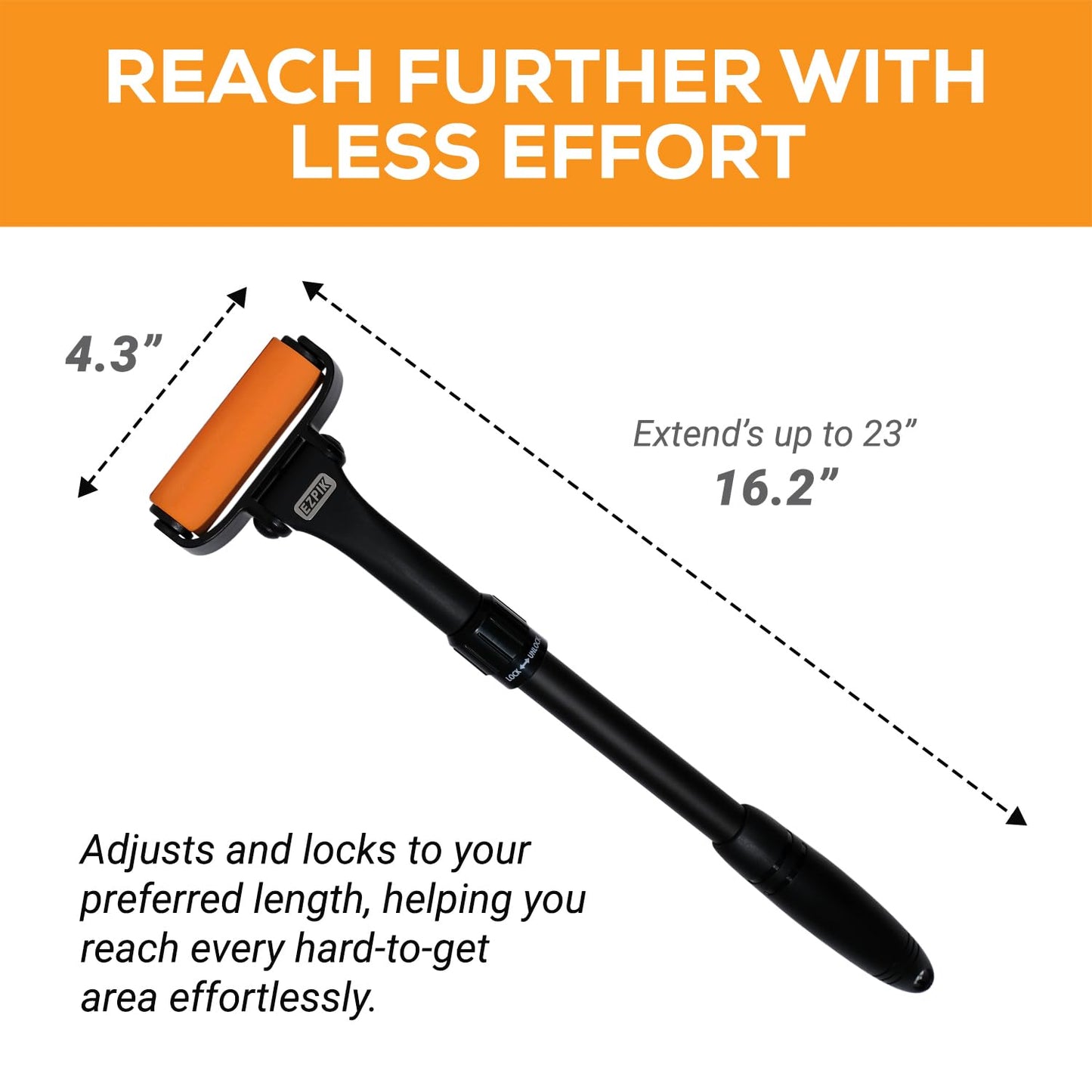 EZPIK Lotion Applicator for Back, Extendable up to 23" - Curved Design Back Lotion Applicator for Elderly/Seniors with Limited Mobility, Lotion Stick & Sunscreen Applicator for Skin Cream, Oils & More