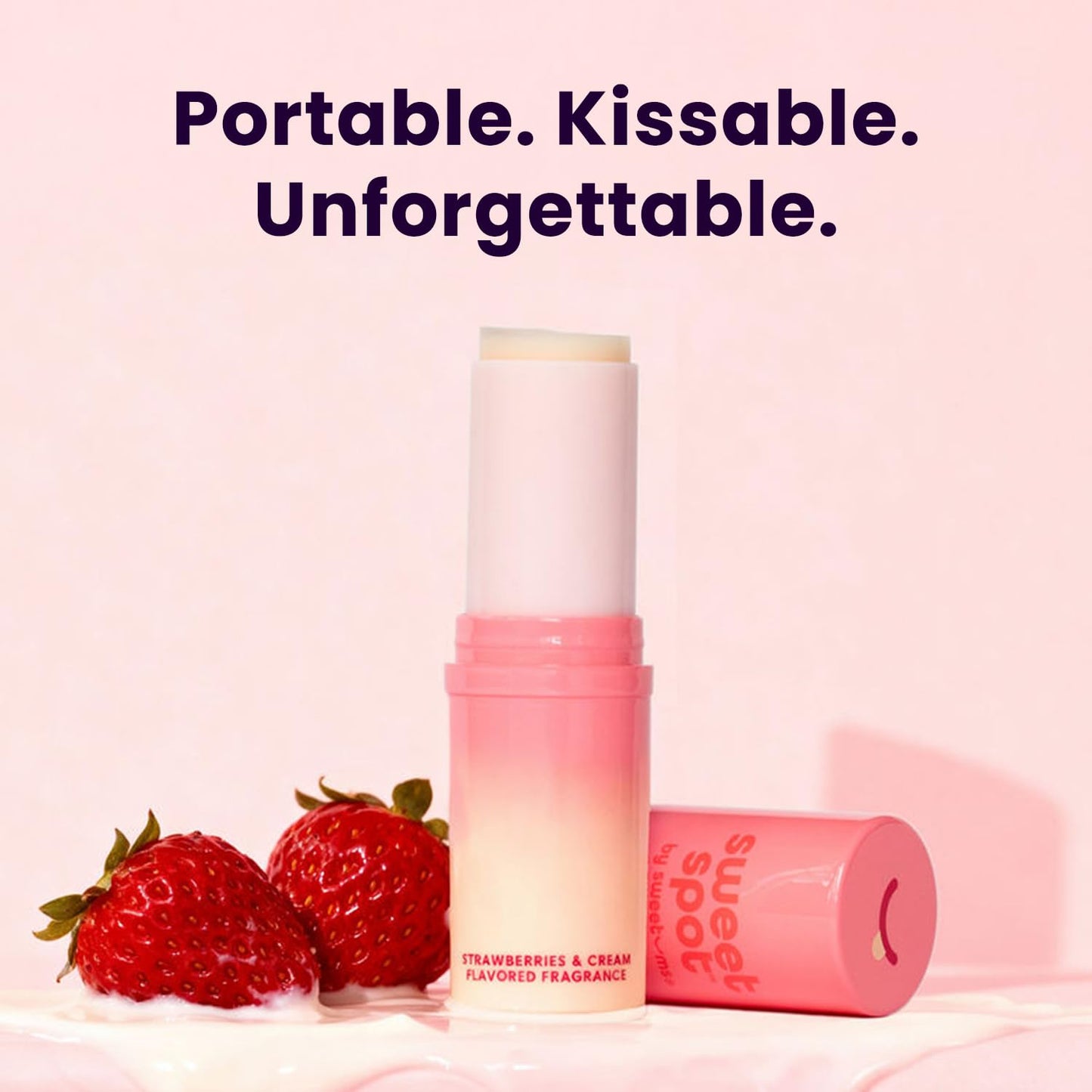 SweetSpot Solid Perfume Stick - Portable Long-Lasting Fragrance | Strawberries & Cream, Natural Ingredients