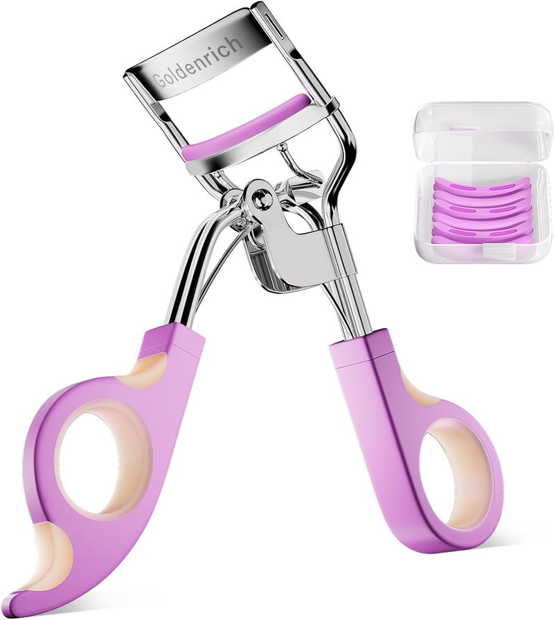 Eyelash Curler - Painless Perfect Curl with 6 Replacement Pads | Silver, Purple, Pink Options for Beauty Enthusiasts