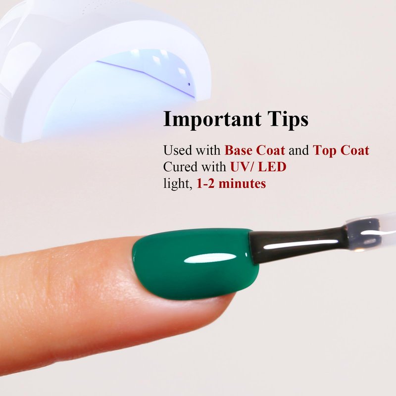 Ozzeal Gel Polish, 0.5 Fl Oz Christmas Green Gel Nail Polish Autumn Winter Soak Off LED UV Gel Nail Polish Art Starter Manicure Salon DIY Nail Gel Polish