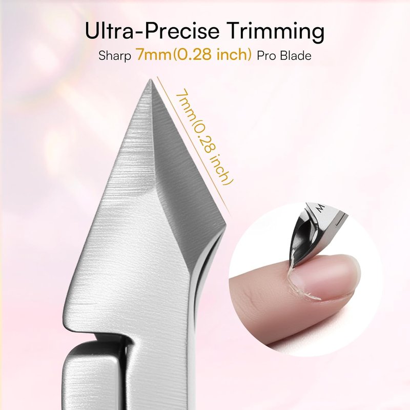 Makartt Cuticle Trimmer Set - Professional 3 PCS Pink Nail Tools with Stainless Steel Dual End Pusher | Manicure & Pedicure Essentials