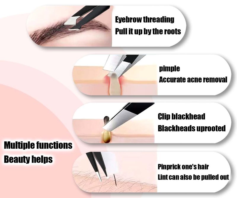 Muzioiernsu Tweezers Kit Tweezer for Women Facial Hair Removal Tweezers Professional Tweezers Set Eyebrow Tweezer, [9+1 PCS] Professional Stainless Steel Eyebrow for Women &Men,Black Beauty Sets