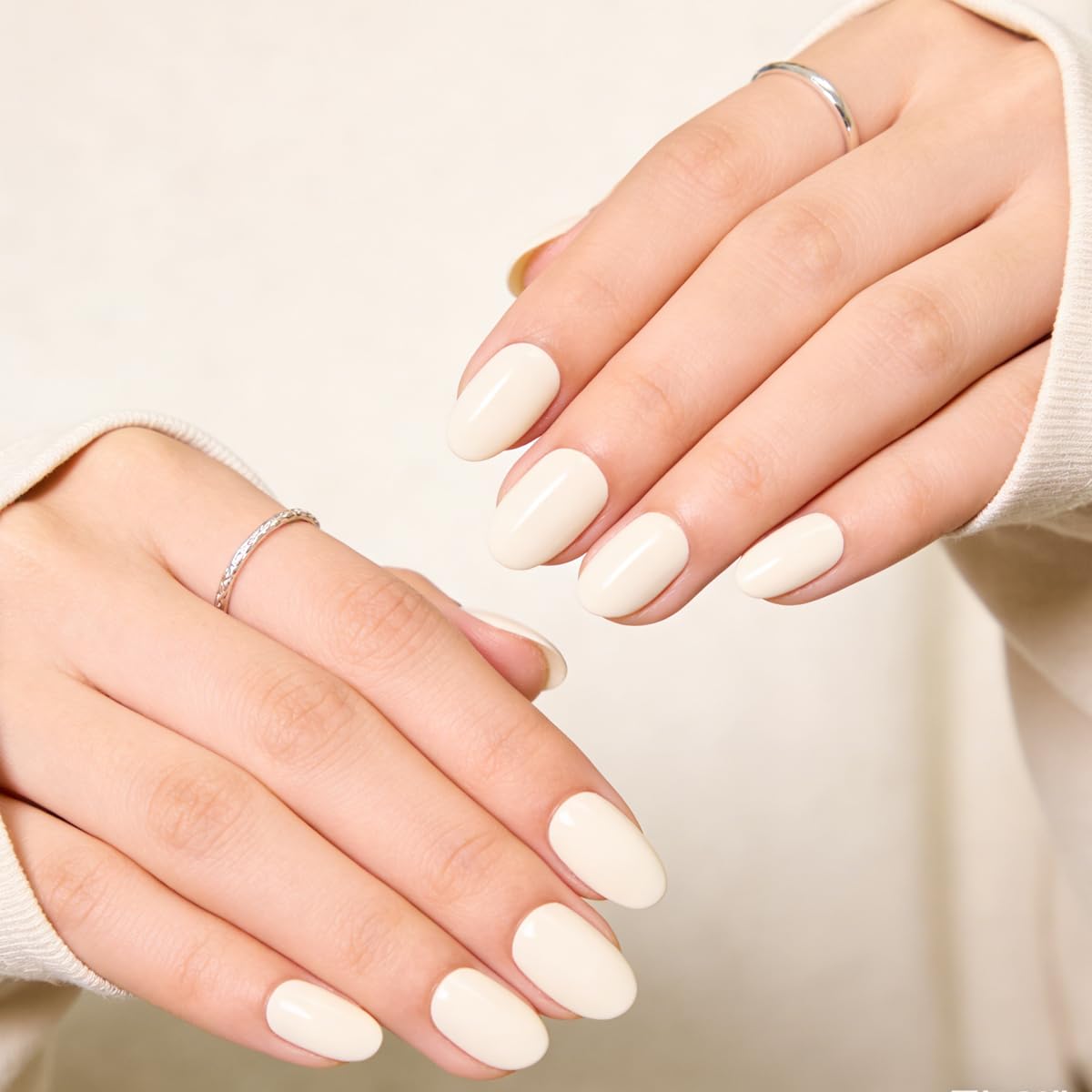 White Press On Nails Almond,Medium Soft Gel Fake Nail Kit With Nail Glue,30-Piece-15 Sizes Durable Reusable Press On Nails for Women Gift(HCK506 peachy-pink)