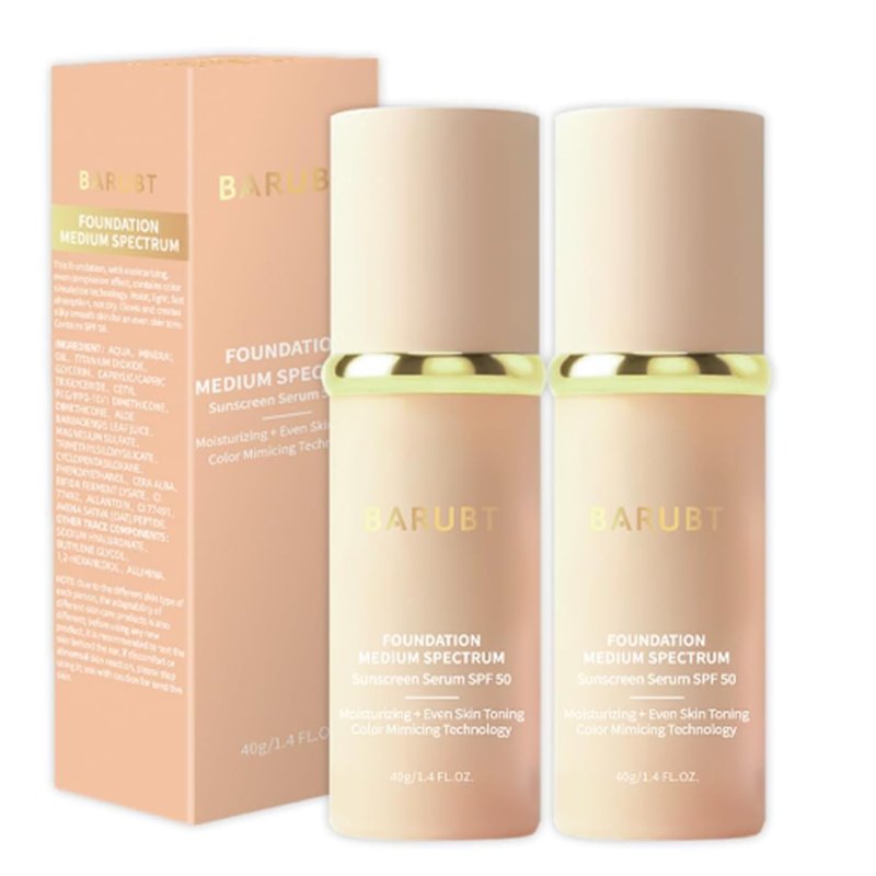 Color Changing Foundation with SPF 50 - 4 in 1 Moisturizing Cream for Medium-Full Coverage | Lightweight Liquid Makeup