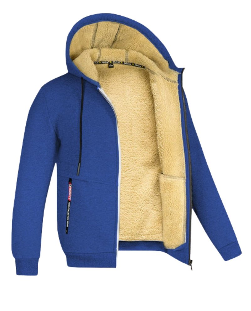 LIZALIG Men's Winter Hoodie Jacket Thickened Fleece-Lined Hooded Coat Cardigan-Style Warm Wear for Fall Season