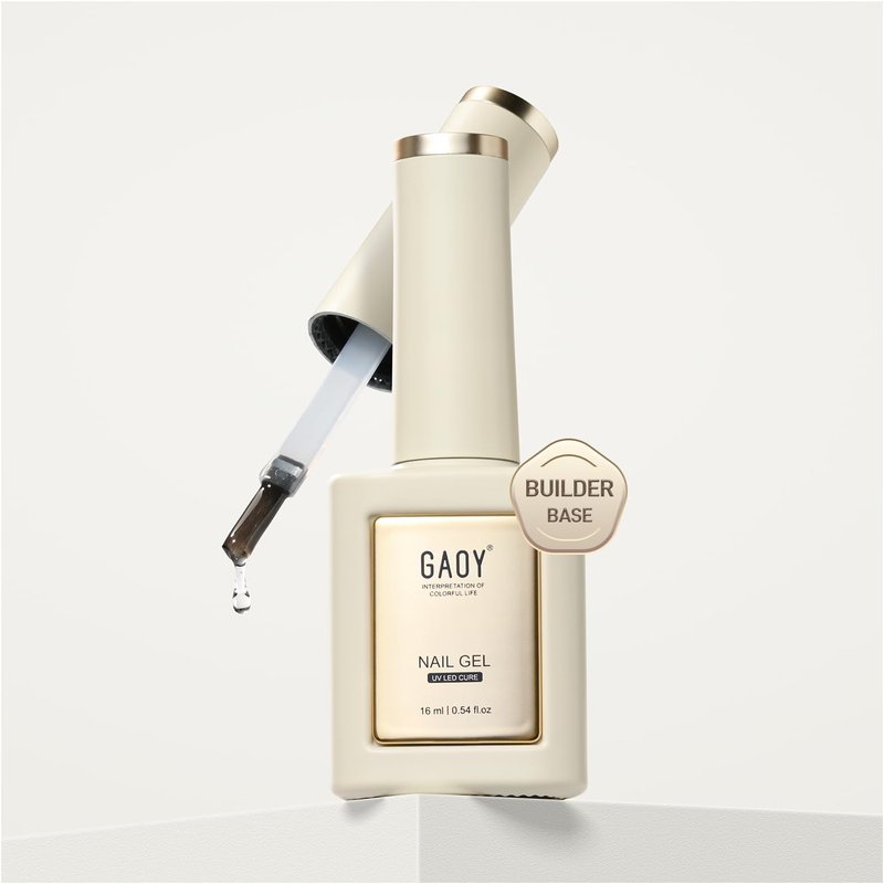 GAOY Clear Builder Base for Gel Nail Polish, 16ml Rubber Base Builder Gel, Nail Strengthener for Natural Nails, Soak Off Long Lasting UV Gel