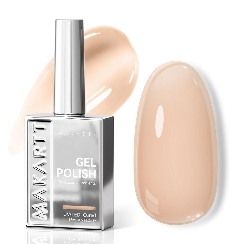 Makartt Jelly Nude Gel Nail Polish: 15ML Hema-Free Neutral Cashmere Nude Nail Polish Sheer Translucent Effect Soak Off UV LED Nail Art Manicure DIY Home Salon Gift for Women
