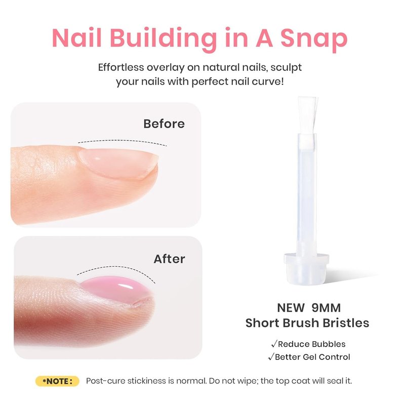 Beetles Builder Gel Set - HEMA-Free Nail Extension Gel | 6 Colors, 8-in-1 Strengthening for DIY Salon Use