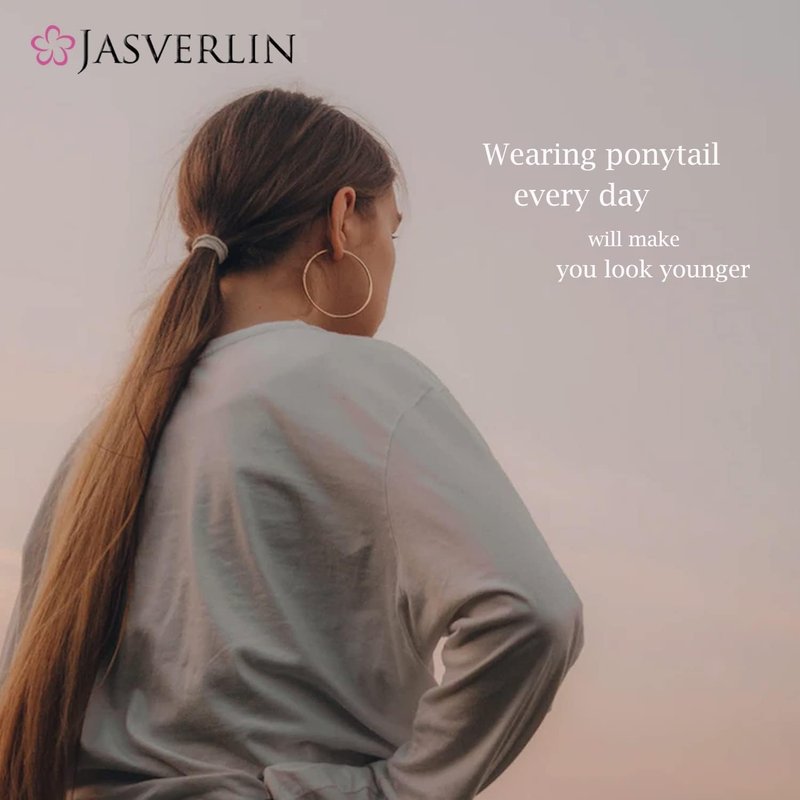 JASVERLIN 100 pcs Seamless Cotton Hair Ties, Thick Hair Elastic Bands Soft No Damage Ponytail Holders for Women Girl 1.5 inch (5 Colors)
