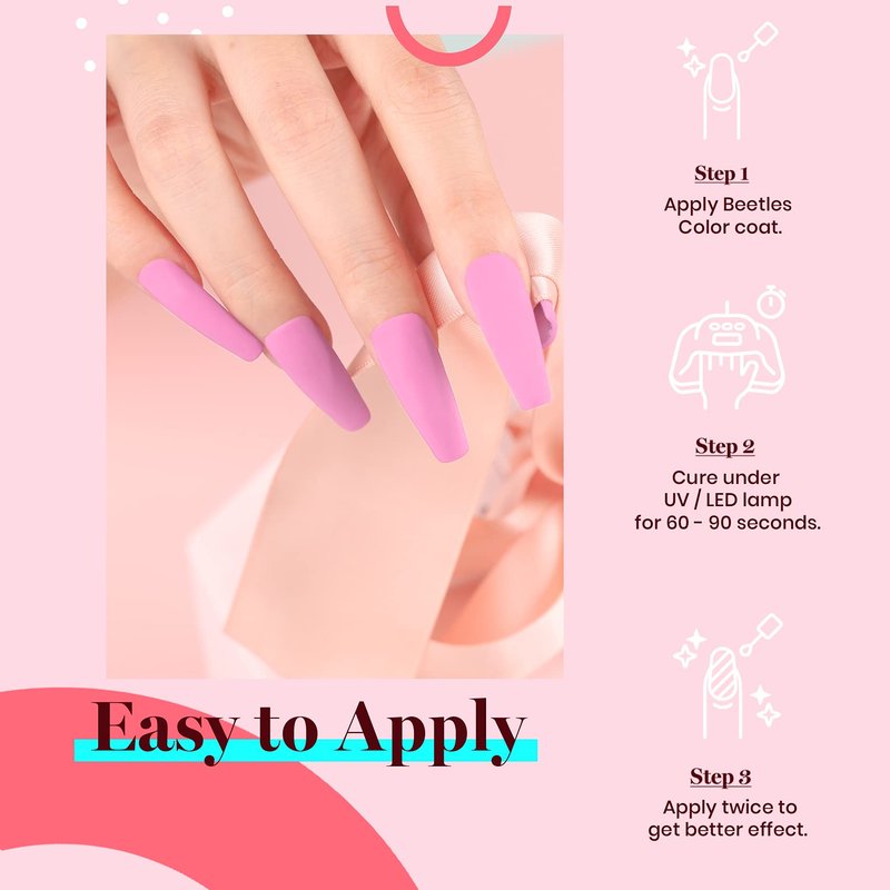Beetles Pink Gel Polish - Bright Summer 15ML/0.51Fl Oz, Light Pink Gel Nail Polish, Soak Off UV LED Lamp Nail Art, Long-Lasting Manicure Salon DIY Home Summer Nails