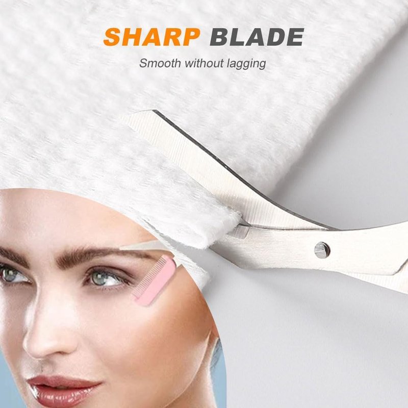 Eyebrow Trimmer Scissor, Non-Slip Stainless Steel Professional Eyebrow Trimmer 2 in 1 Eyebrow Scissors with Comb, Eyebrow Cutter Hair Removal Eyebrow Scissors Makeup Tool for Men Women (Black)