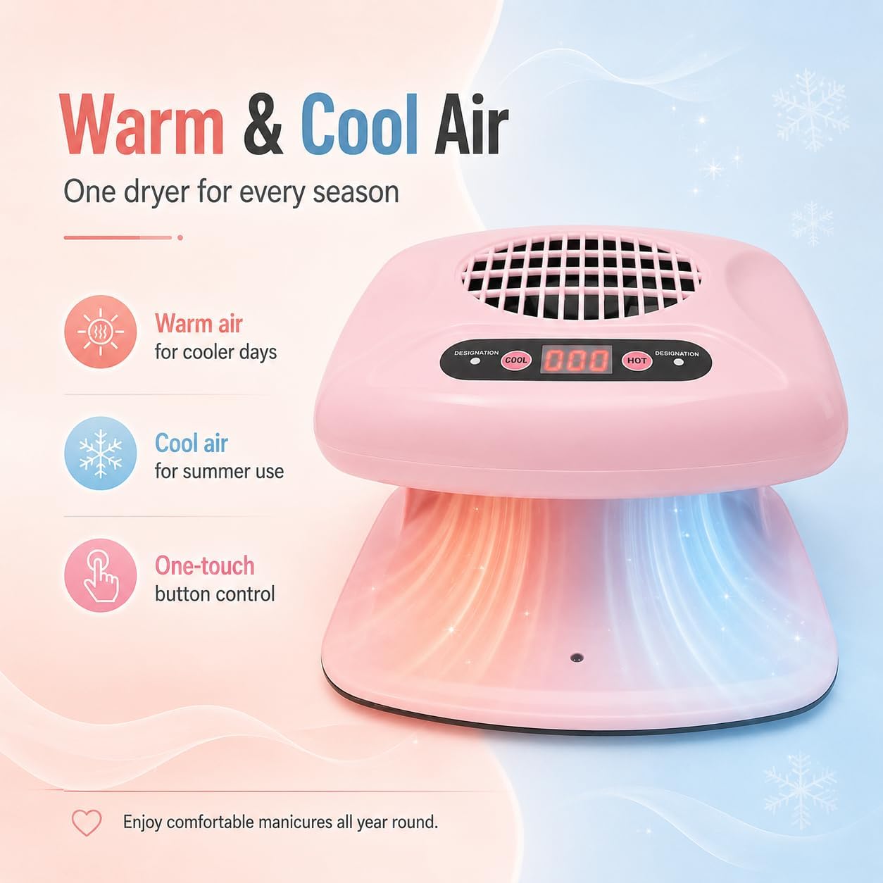 Skiennix Nail Dryer - 300W Auto Sensor Fan for Quick Hot & Cold Air Drying | Salon & Home Use
