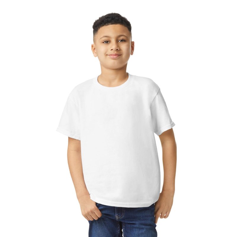 Gildan Youth Heavy Cotton T-Shirt, Style G5000B, 2-Pack, White, Medium