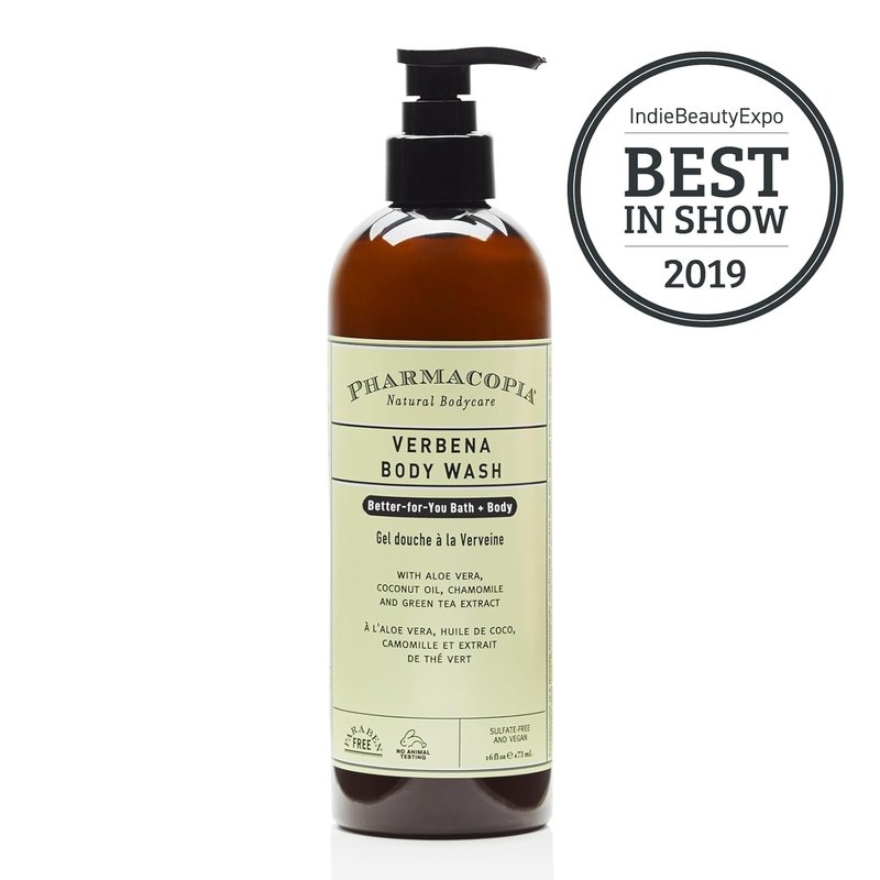 Pharmacopia Verbena Body Wash - Natural Shower Gel, Moisturizing and Nourishing Body Cleanser - Infused with Organic Aloe Vera, Coconut Oil, and Green Tea Extract - Vegan, and Cruelty-Free, 16 oz