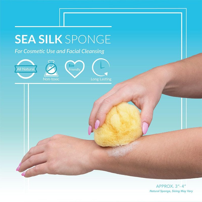 Sea Soft Silk Sponge - for Cosmetic Use, Facial Cleansing, 3-4 inches