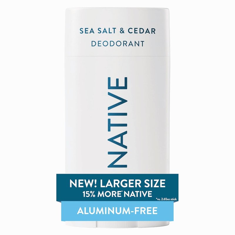 Native Aluminum-Free Deodorant - Sea Salt & Cedar | 72-Hour Odor Control, 3.1 oz Stick for Men & Women