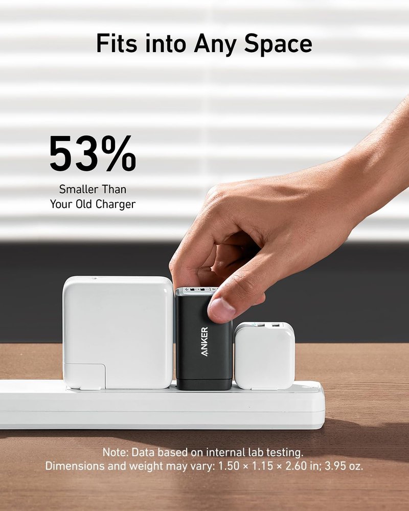 Anker 65W Fast USB-C Charger - Compact 3-Port Foldable Design for MacBook Pro, iPad Pro & More