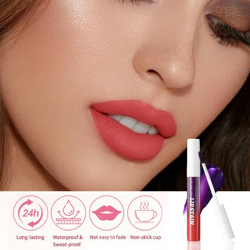 evpct Orange Red Peel Off Lip Stain Tints with Tweezer, Matte Liquid Lipstick Lip Stain Long Lasting Waterproof for Women, Non-stick Cup Lipstick Peel Off High Pigmented Smudge-proof Easy Apply, 06#