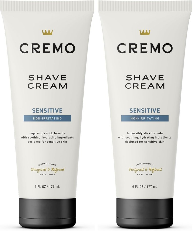 Cremo Sensitive Shave Cream, Astonishingly Superior Ultra-Slick Shaving Cream for Men, Fights Nicks, Cuts and Razor Burn, 6 Fl Oz (Pack of 2)