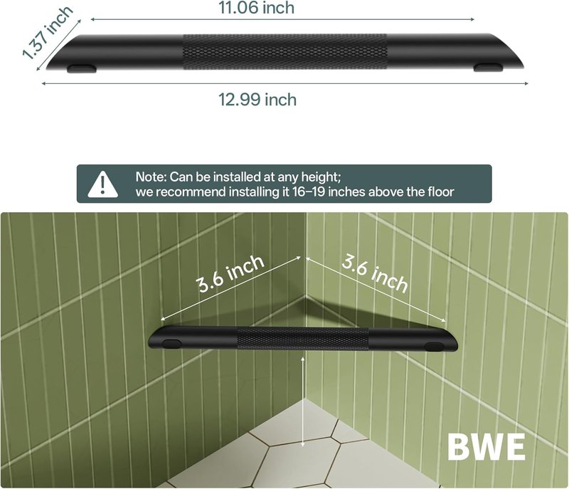 Matte Black Shower Foot Rest Bar - Stainless Steel Non-Slip Corner Step for Shaving Legs | Wall Mounted