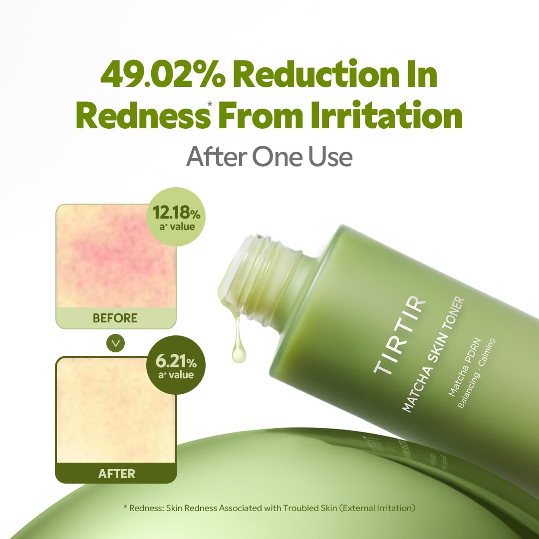 TIRTIR Matcha PDRN Skin Toner 5.07 Fl Oz | Hydrating Korean Daily Anti-Redness Skin Care Soothing Facial Toner for Sensitive Skin