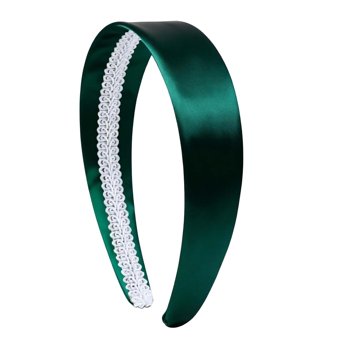 Skiennix Wide Headband - 70s Thick Satin Hair Accessory for Women & Girls | Dark Green