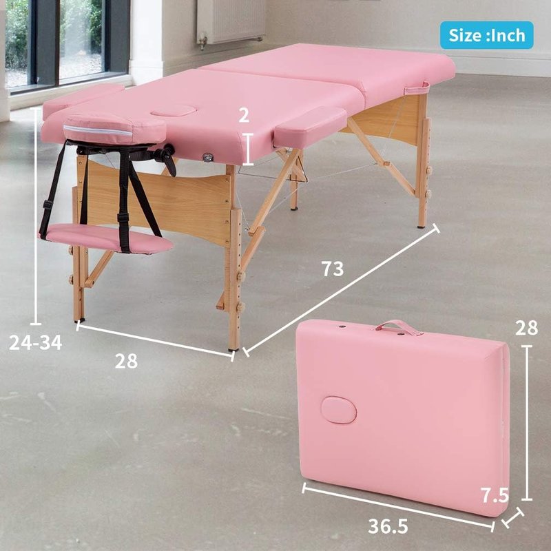 Portable Massage Table - 28 Inch Wide, Height Adjustable Spa Bed | Ideal for Facial, Tattoo & Foot Massage