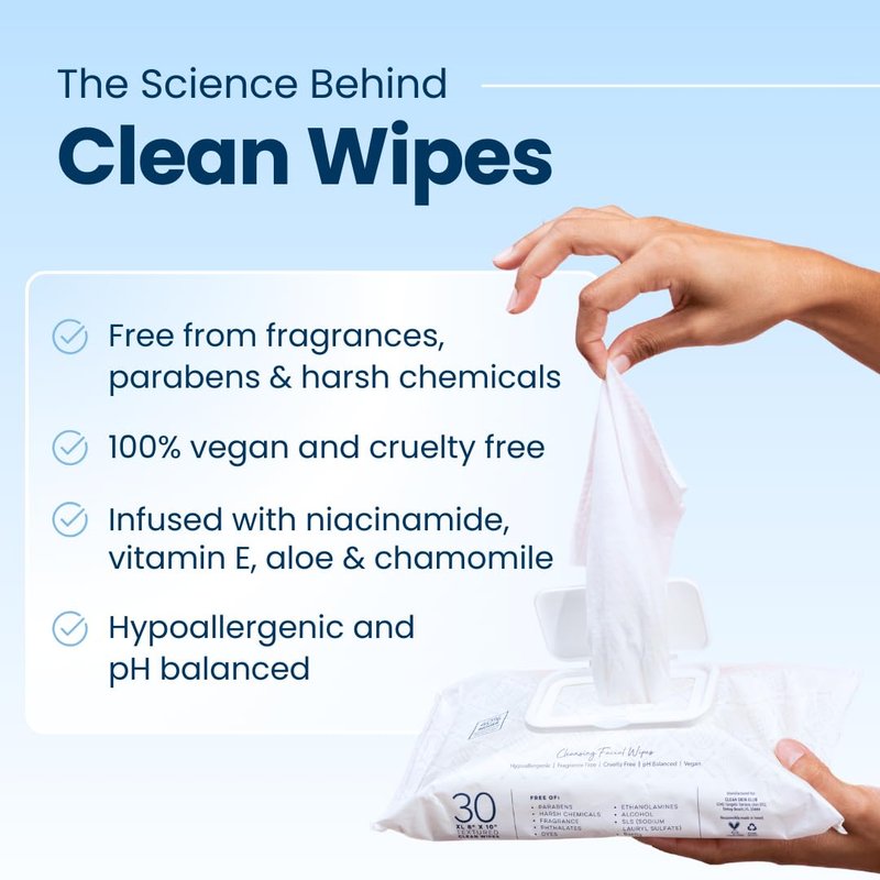 Clean Skin Club XL Makeup Remover Wipes - Textured Cleansing Facial Wipes for Sensitive Skin | Hypoallergenic & Fragrance-Free, 30 Count