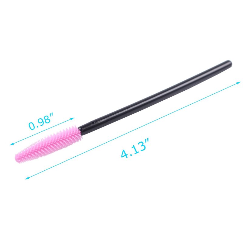 BIHRTC Pack of 100 One-Off Disposable Silicone Eyelash Mascara Brushes Wands Applicator Eyebrow Brush Makeup Tool Set Deep Pink for Makeup Salon and Travel Beauty Kits