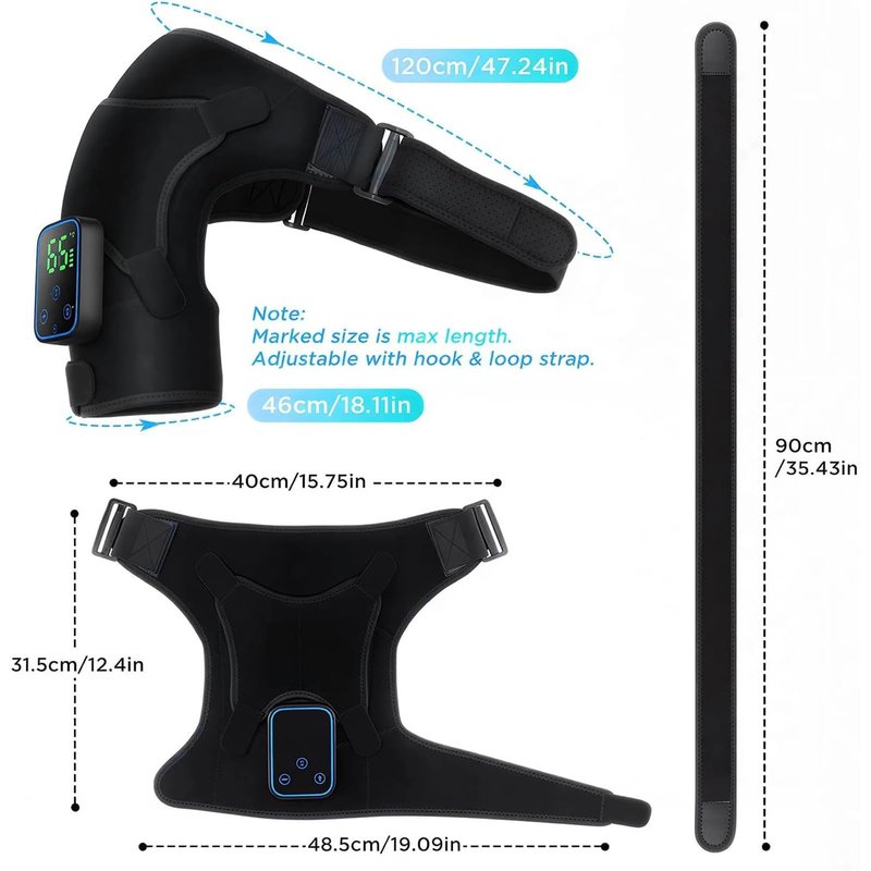 DDRIC Triple Method Shoulder Massager, Shoulder Massager with Heat and Compression, 7 Temperature Levels, 3 Vibration Intensities, Adjustable Wrap, Shoulder Pain Relief, Rotator Cuff (Black)