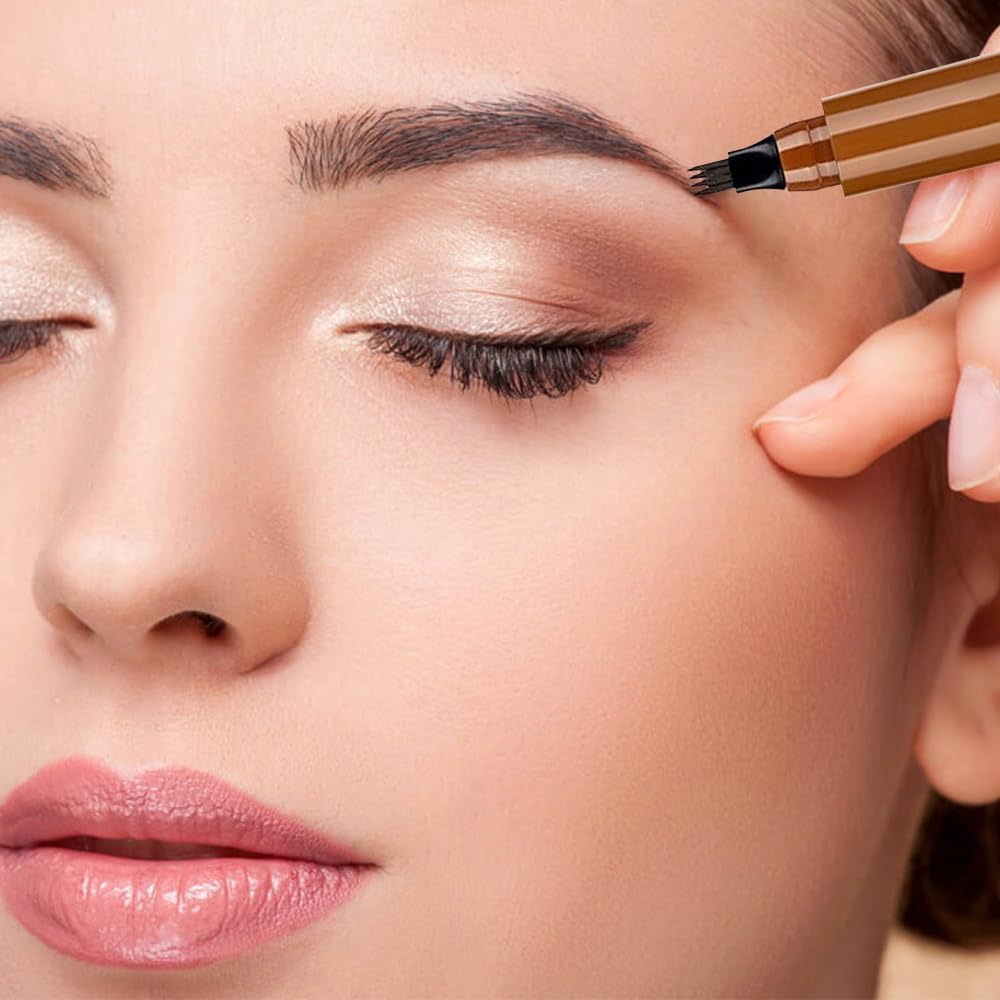 Skiennix Microblading Eyebrow Pencil - Waterproof Magic Tattoo Pencil with 4 Fork Tip (Black A)