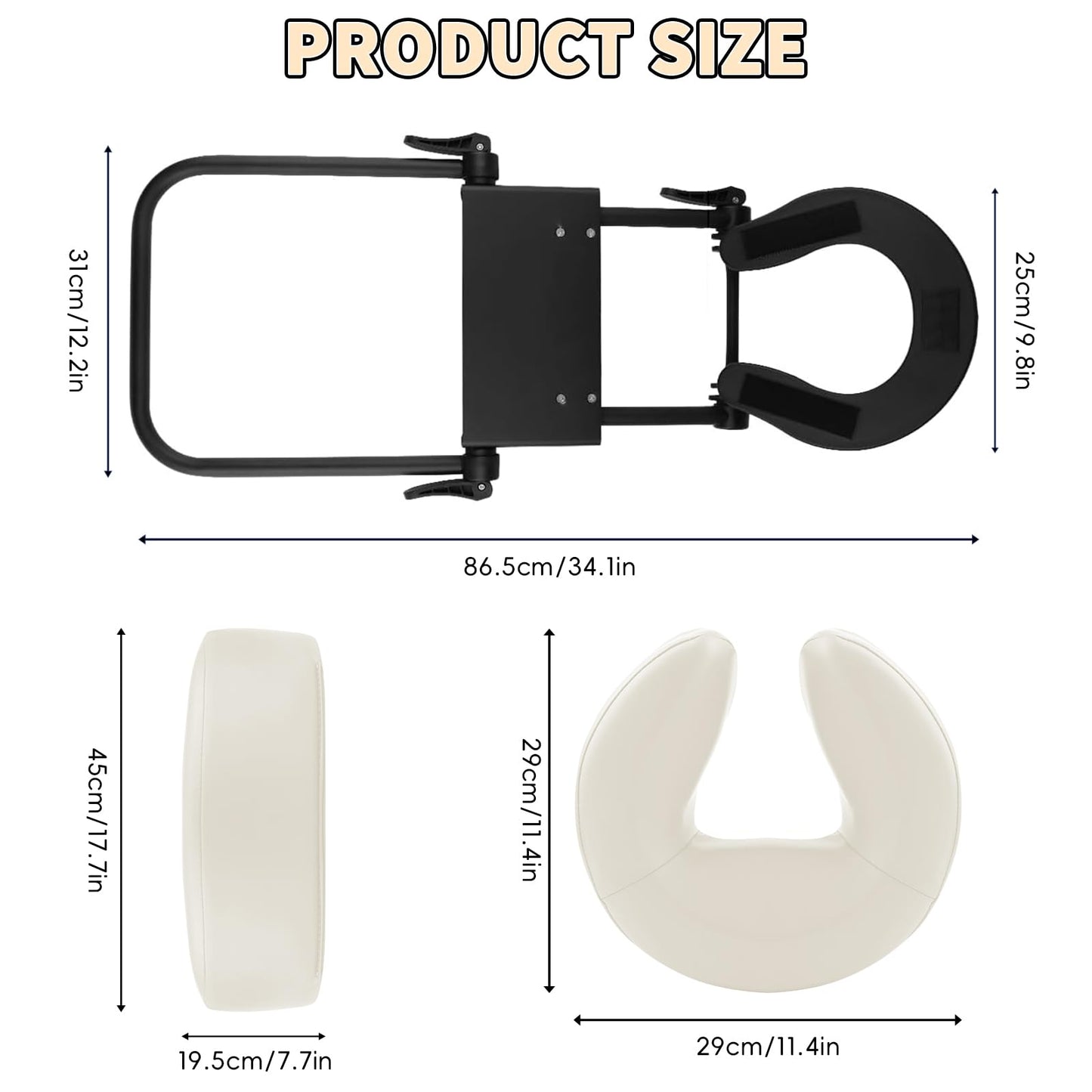 TOROKOM Adjustable Headrest Face Pillow Cradle, Massage Home Mattress Top Massage Kit Face Pillow Cradle & Face Cushion Support Bracket（White）