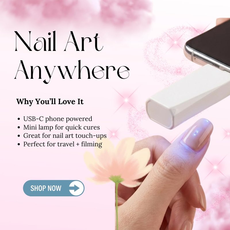 Portable USB-C UV LED Nail Lamp – Mini Gel Nail Curing Light for Travel & Home – Compact Handheld Nail Dryer for Gel Polish – Quick Touch-Up Nail Light
