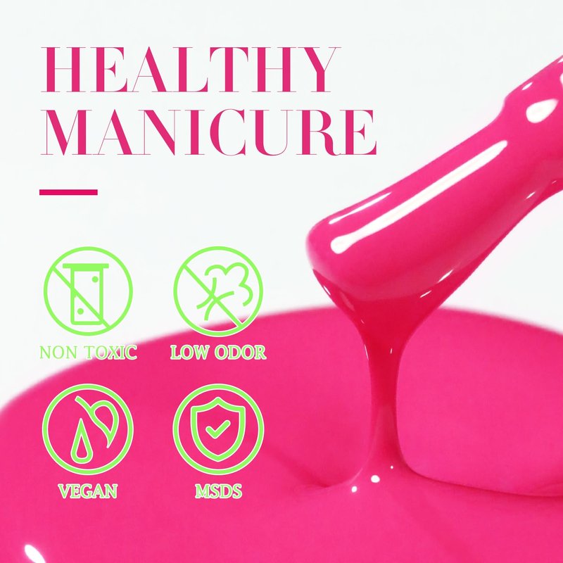 Gel Nail Polish - Double Rhythm 15ML Soak Off Pure Sheer Neon Hot Pink for DIY Manicure