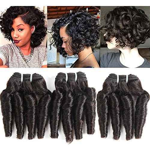 Molefi Brazilian Funmi Hair 3 Bundles burmese curly bundles human hair Short Curly Weave 9A Unprocessed Brazilian Human Hair Extensions 100g/pc Full Head Natural Color (10" 12" 14")