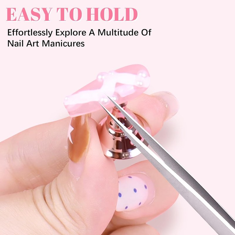 Pink Nail Painting Practice Stand Set - 2 Acrylic Holders with Double-Sided Tape | Nail Art Display Tools for DIY & Salon Use