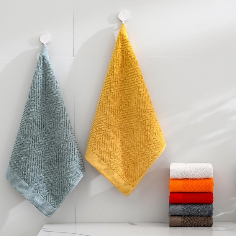 sense gnosis Super Soft Orange Washcloths Terry Striped Weave Pattern Ultra Absorbent 100% Cotton Washcloth for Home Bathroom Kitchen 13 X 13 Inch, 6 Pieces