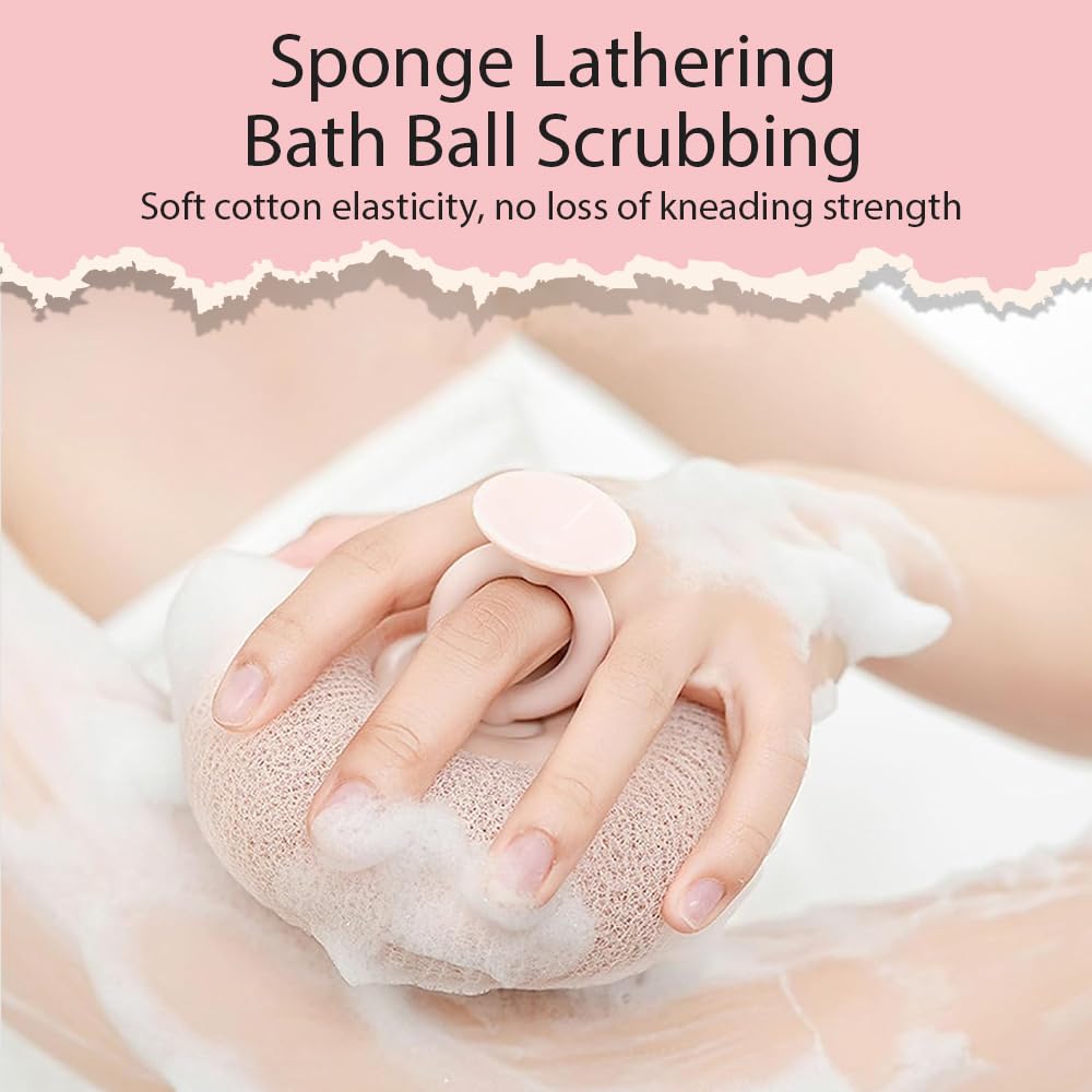 Super Soft Sunflower Suction Cup Bath Ball, 2025 New 2-in-1 Sunflower Bathing Ball with Finger Rings, Exfoliating Bath Sponge Cleaning Brush, Shower Loofah Sponge for Women & Men (Purple+Green)